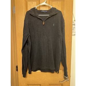 Polo Ralph Lauren Sweater Mens XL Dark Charcoal Gray 1/4 Zip Pull Over Office
